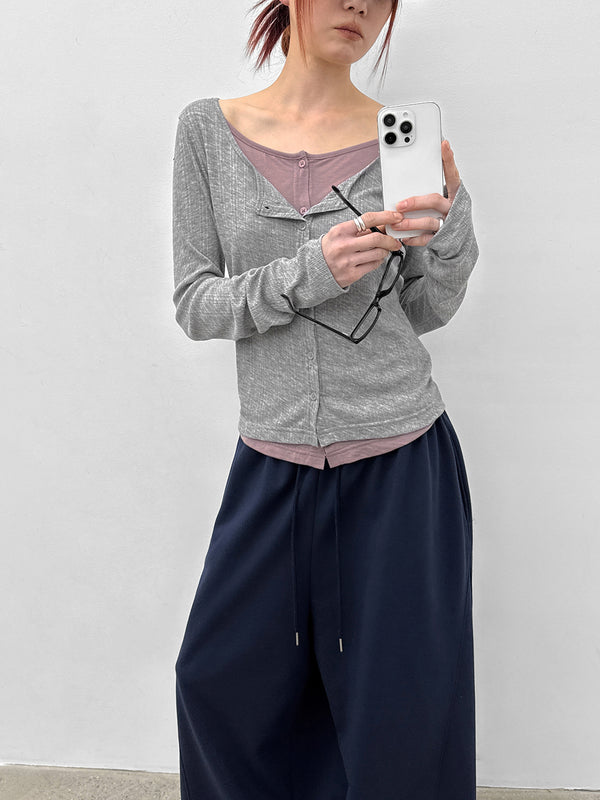 [MADE] Shurev Layered Ribbed Cardigan