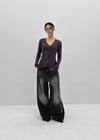 Haen V-neck Slim Ribbed Cardigan