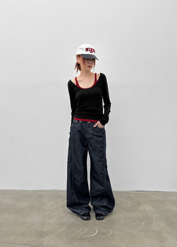 [MADE] Zencu U-Neck Layered Long-Sleeve Tee