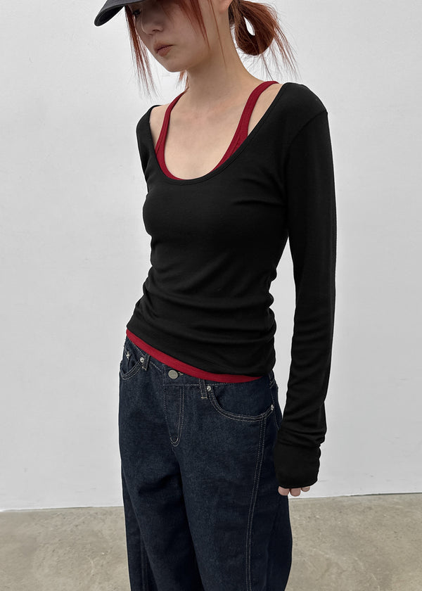 [MADE] Zencu U-Neck Layered Long-Sleeve Tee