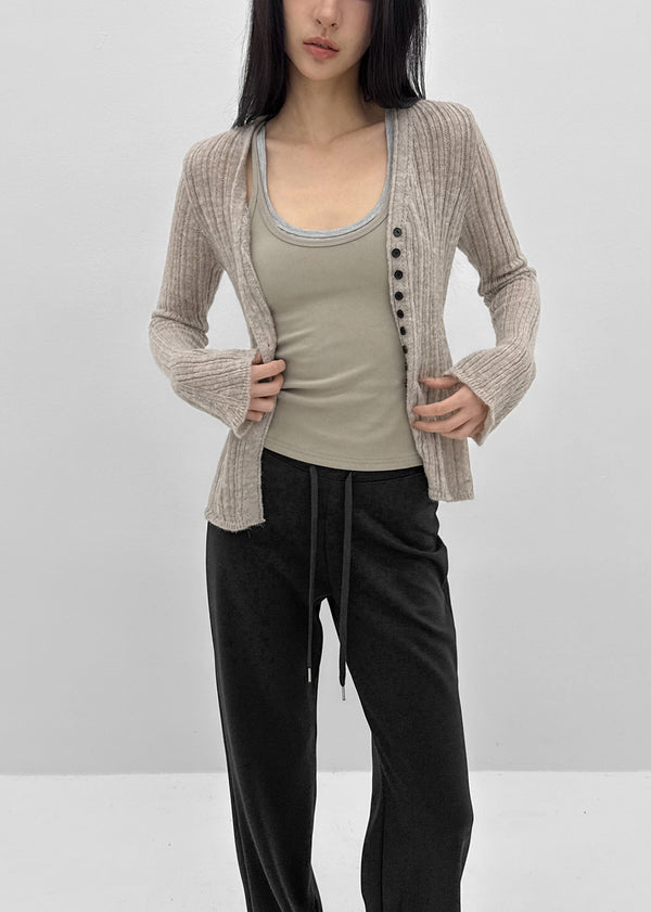 Haen V-neck Slim Ribbed Cardigan