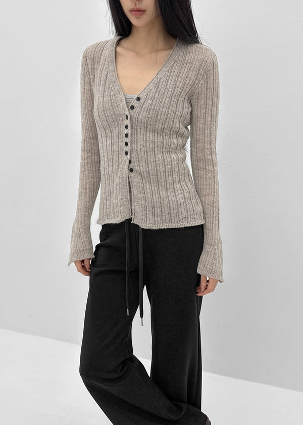 Haen V-neck Slim Ribbed Cardigan