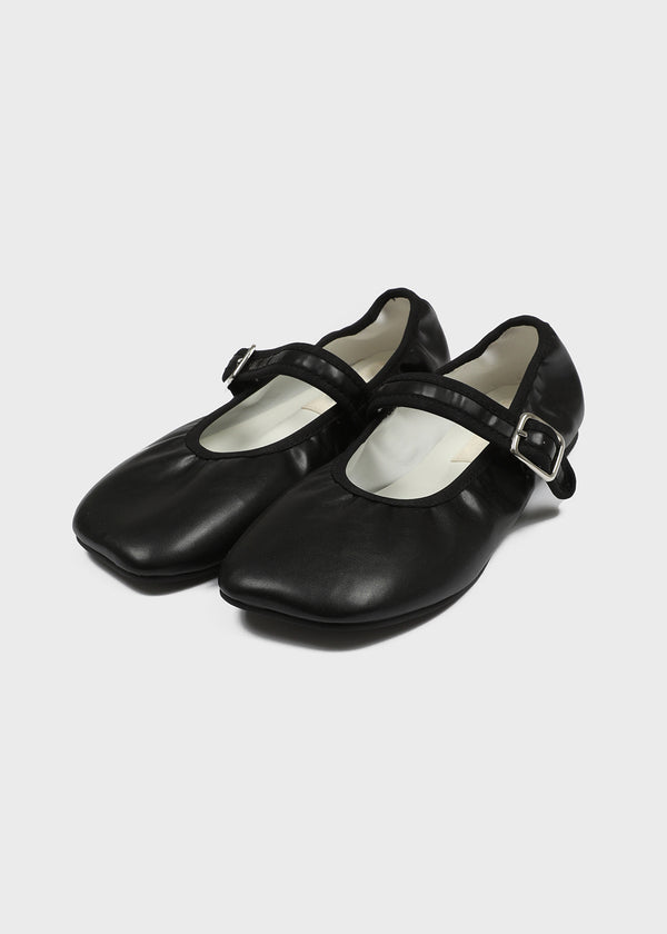 Buckitu Shirring Mary Jane Flat Shoes