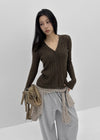 Haen V-neck Slim Ribbed Cardigan