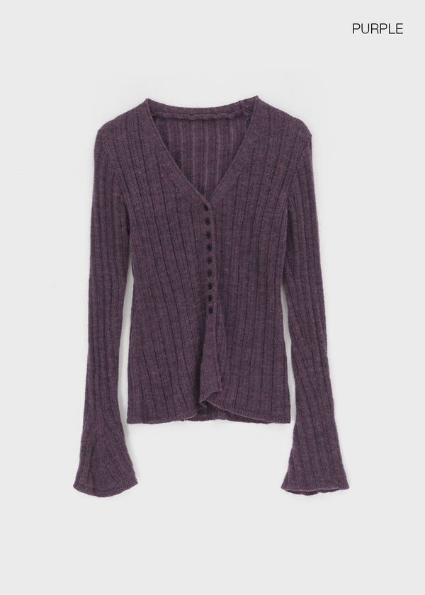 Haen V-neck Slim Ribbed Cardigan
