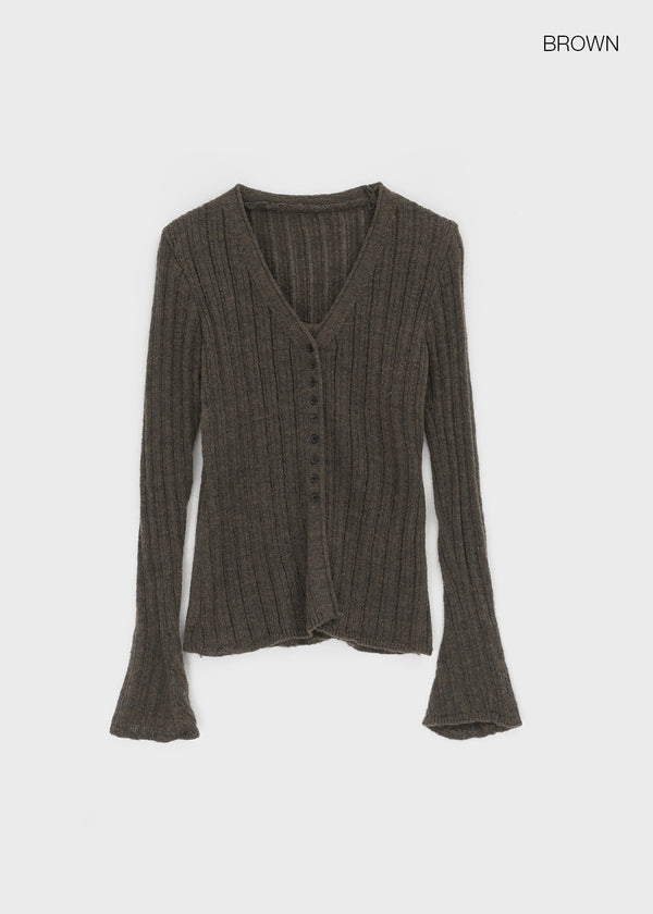 Haen V-neck Slim Ribbed Cardigan