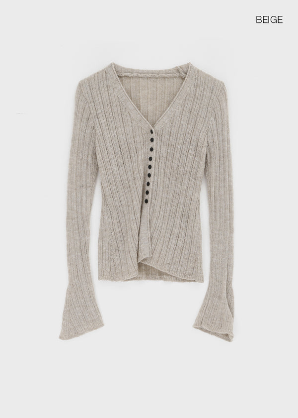 Haen V-neck Slim Ribbed Cardigan