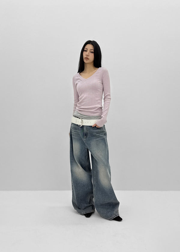 [MADE] Diloa V-Neck Long-Sleeve Tee (Modal 38%)