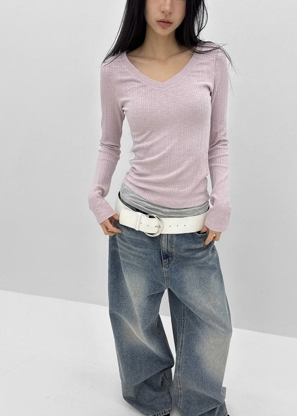 [MADE] Diloa V-Neck Long-Sleeve Tee (Modal 38%)