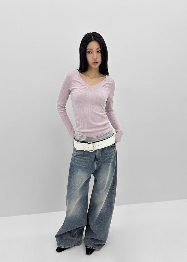 [MADE] Diloa V-Neck Long-Sleeve Tee (Modal 38%)