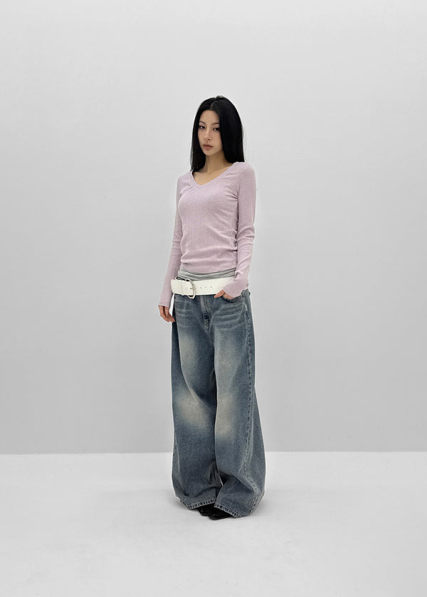 [MADE] Diloa V-Neck Long-Sleeve Tee (Modal 38%)