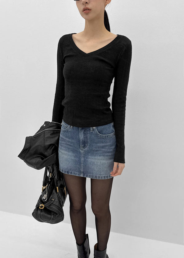 [MADE] Novad Washed Denim Mini Skirt