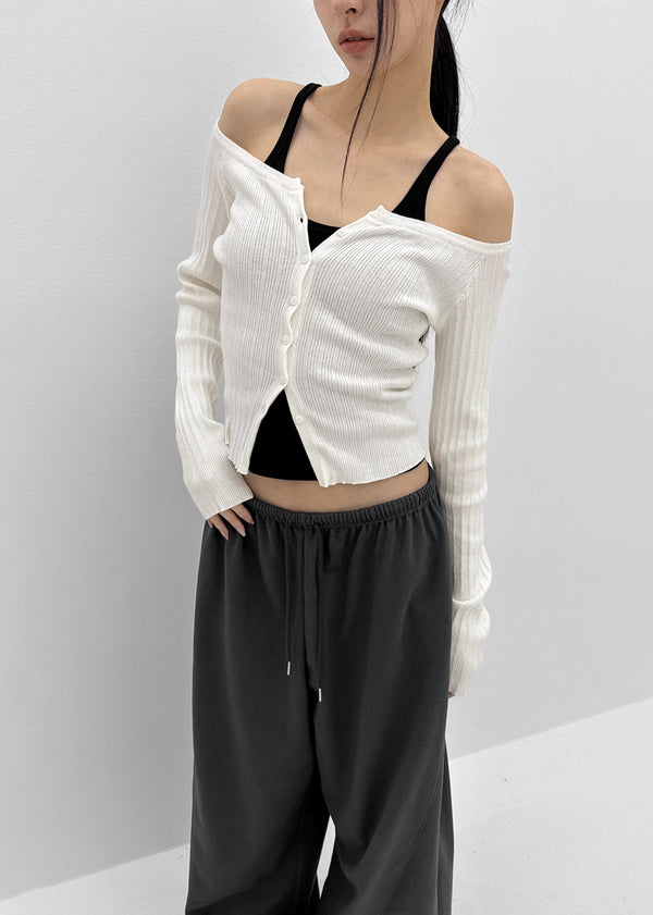 [MADE] Momori Ribbed Wide U-Neck Knit Cardigan