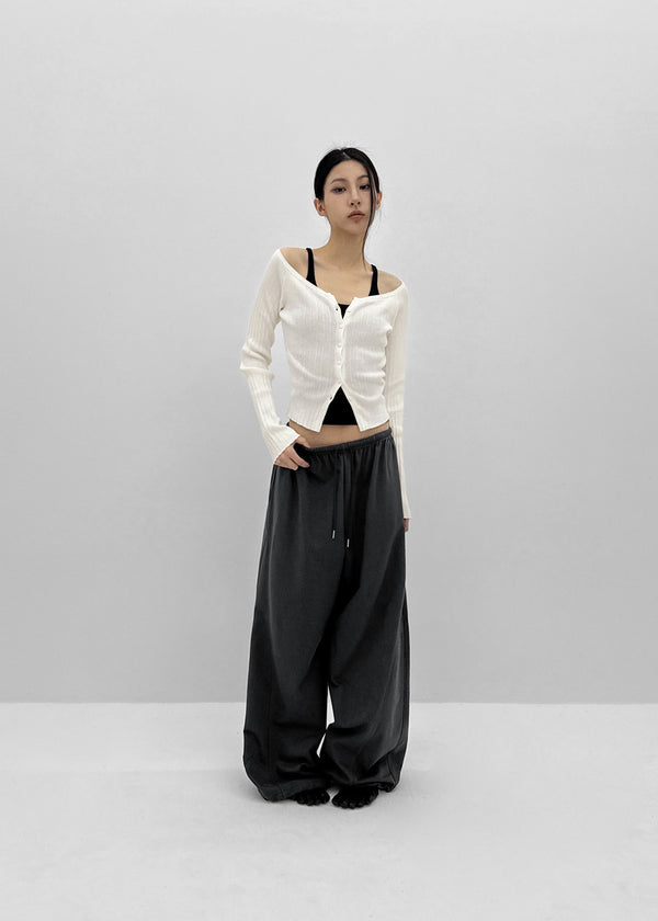 [MADE] Momori Ribbed Wide U-Neck Knit Cardigan