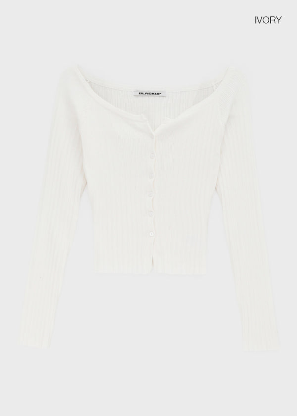 [MADE] Momori Ribbed Wide U-Neck Knit Cardigan