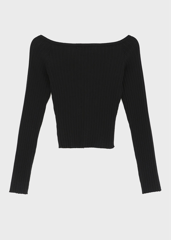 [MADE] Momori Ribbed Wide U-Neck Knit Cardigan