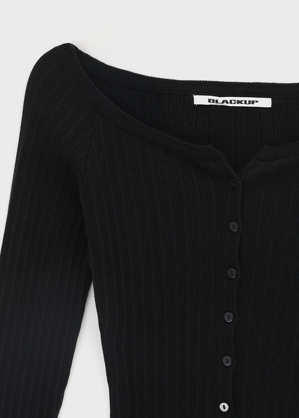 [MADE] Momori Ribbed Wide U-Neck Knit Cardigan