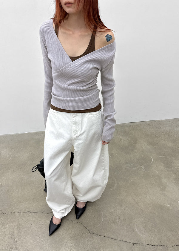 Kund Lace-Up Wide Balloon Cotton Pants