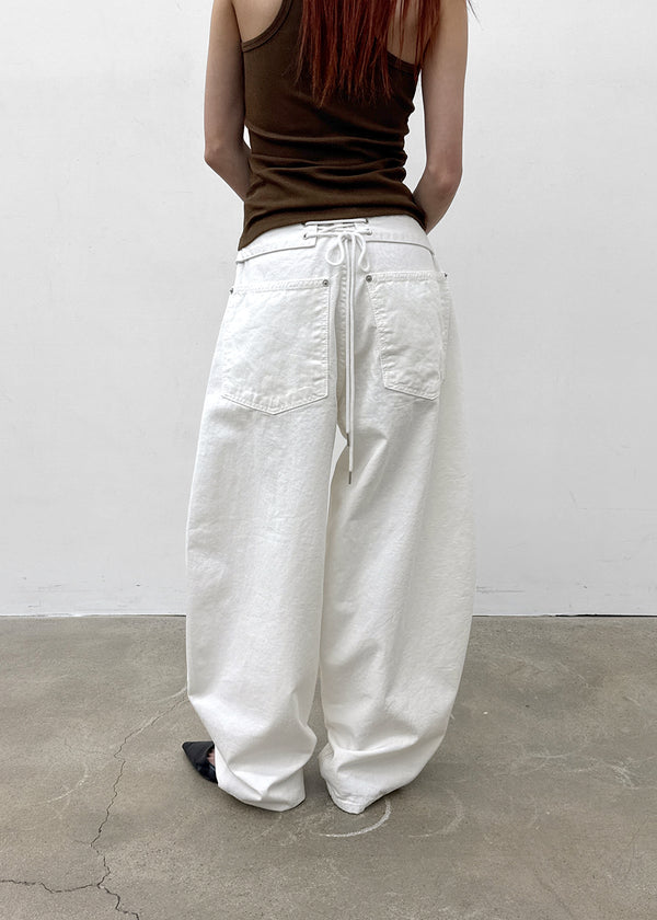 Kund Lace-Up Wide Balloon Cotton Pants