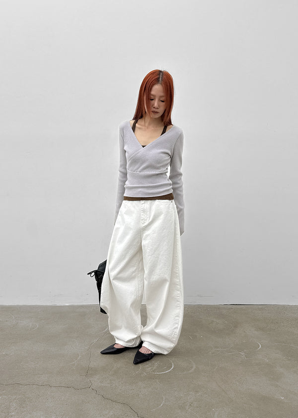 Kund Lace-Up Wide Balloon Cotton Pants