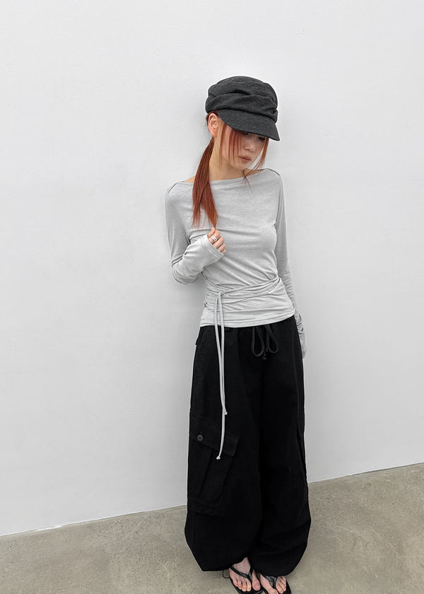 [MADE] Fullon Strap Boat-Neck Long-Sleeve T-Shirt