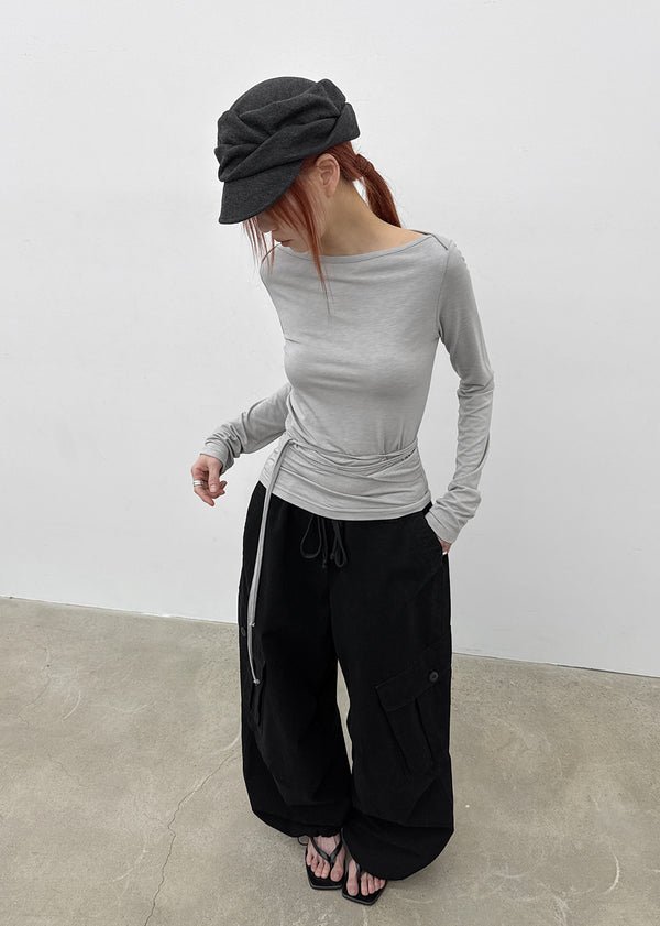 [MADE] Fullon Strap Boat-Neck Long-Sleeve T-Shirt