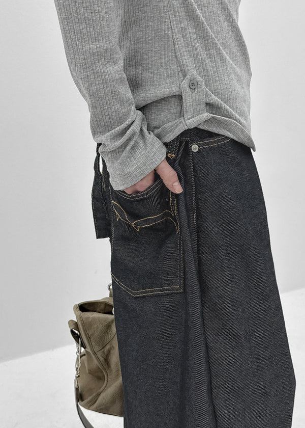 Tenshut Bijou Non-Fade Wide Balloon Denim Pants