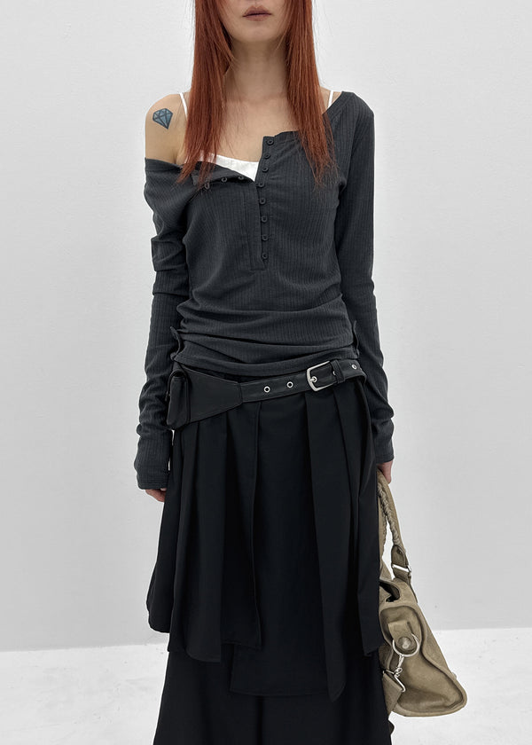 Bereung Strap Layered Skirt Slacks