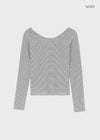Dapeng Stripe Deep U-Neck Long Sleeve Tee