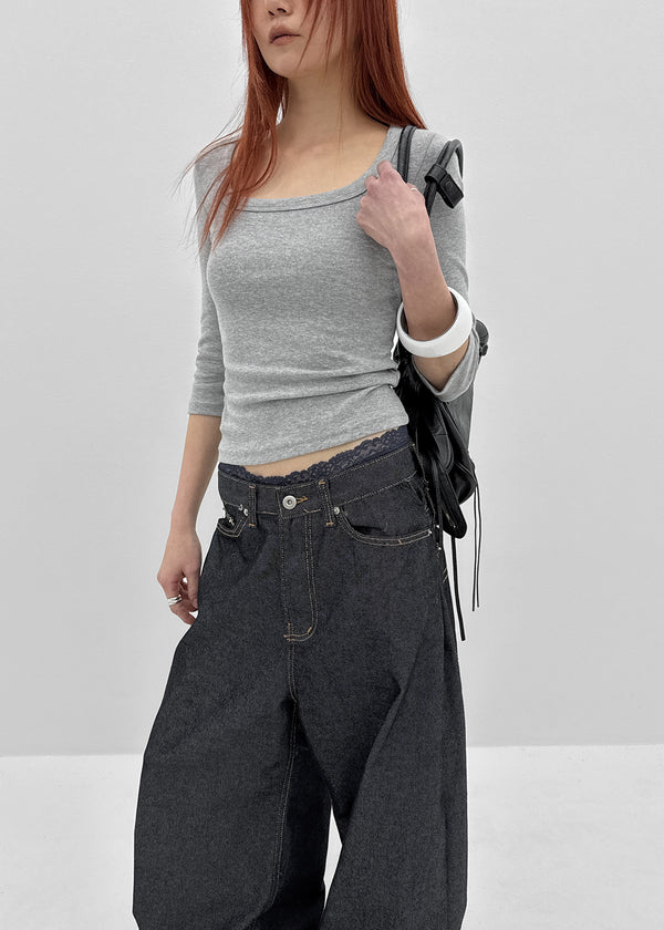 [MADE] Chofrin Square-Neck 7-Length T-Shirt