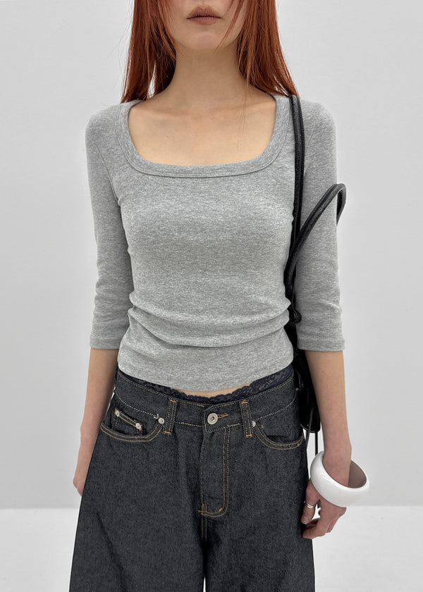 [MADE] Chofrin Square-Neck 7-Length T-Shirt