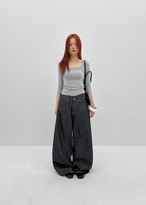Tenshut Bijou Non-Fade Wide Balloon Denim Pants