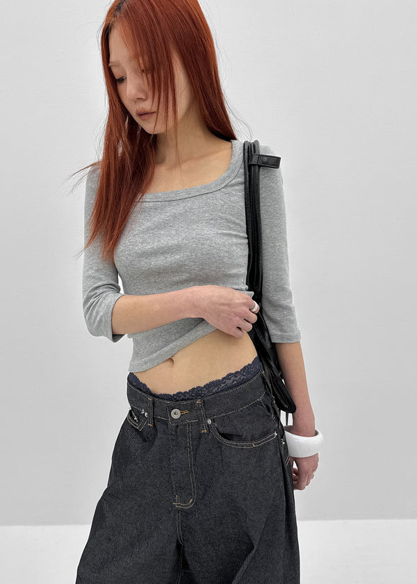 [MADE] Chofrin Square-Neck 7-Length T-Shirt