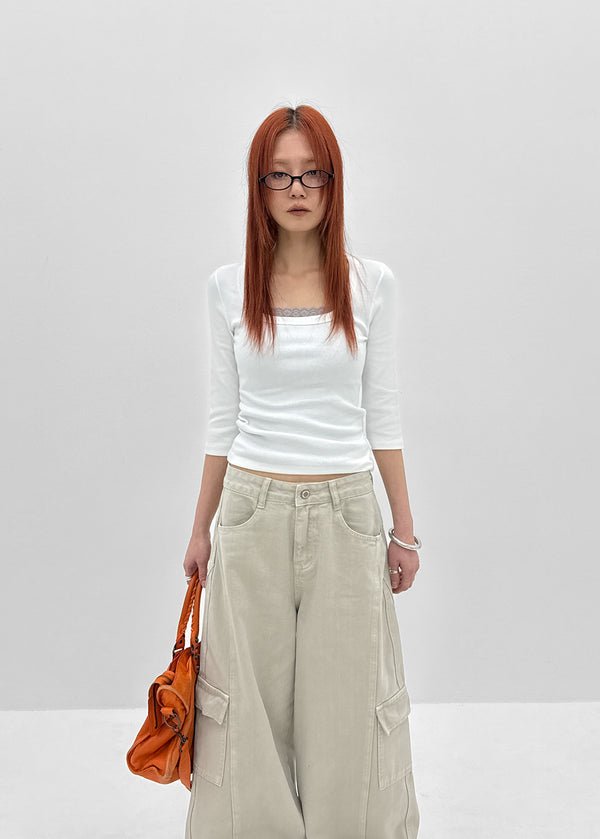 [MADE] Chofrin Square-Neck 7-Length T-Shirt