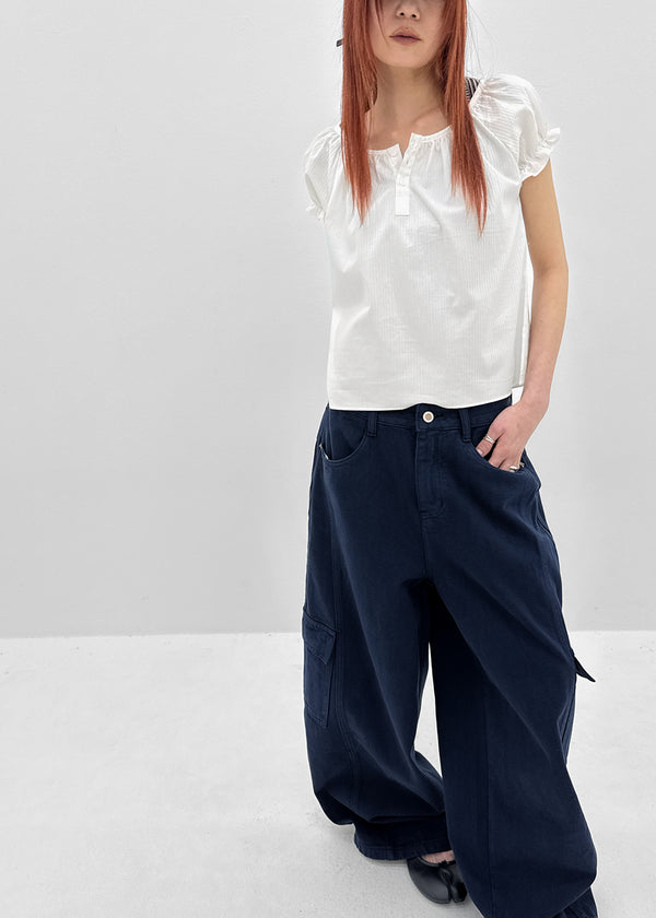 Jemjem Shirring Puff Short Sleeve Blouse