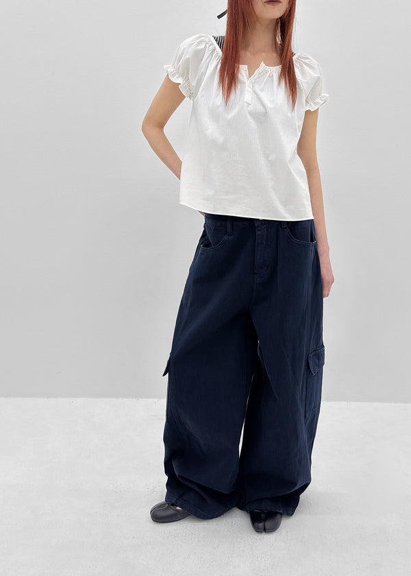 Jemjem Shirring Puff Short Sleeve Blouse