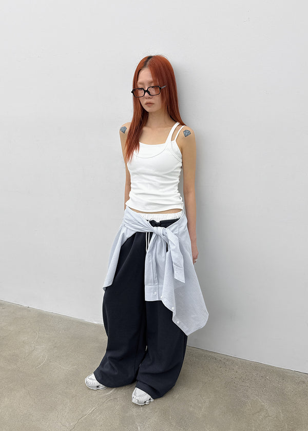 Tealen Color Block Layered Banding Pants
