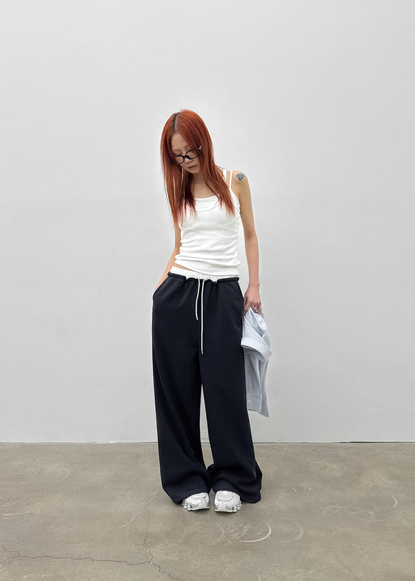 Tealen Color Block Layered Banding Pants