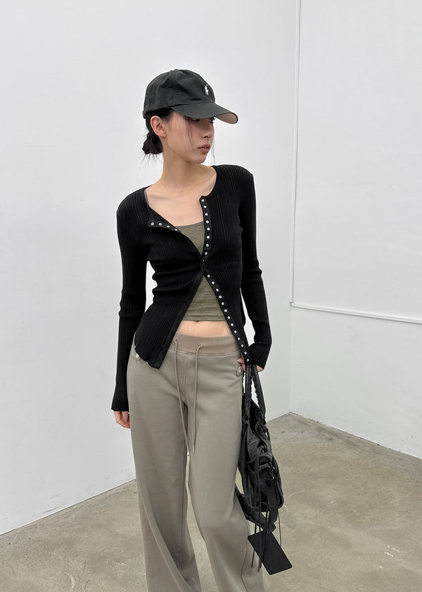 Baent Snap Button Rounding Slim Cardigan