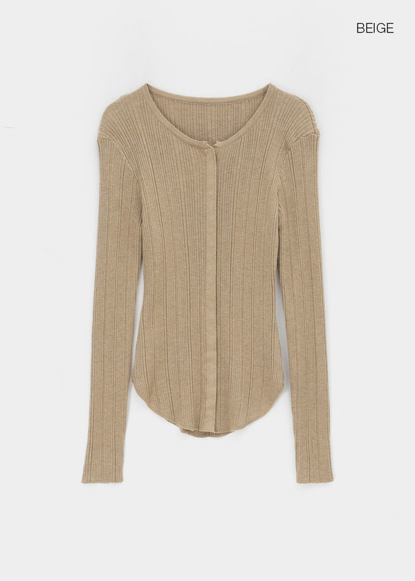 Baent Snap Button Rounding Slim Cardigan