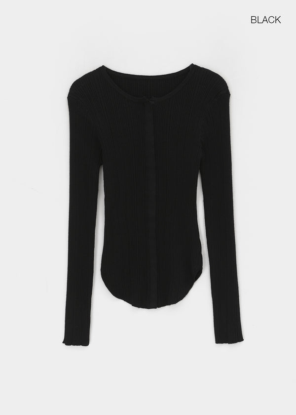 Baent Snap Button Rounding Slim Cardigan