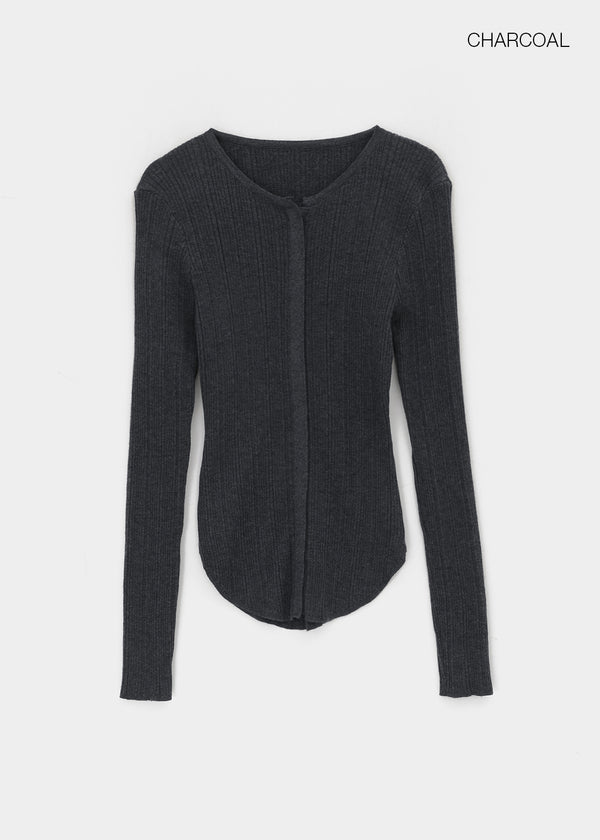 Baent Snap Button Rounding Slim Cardigan