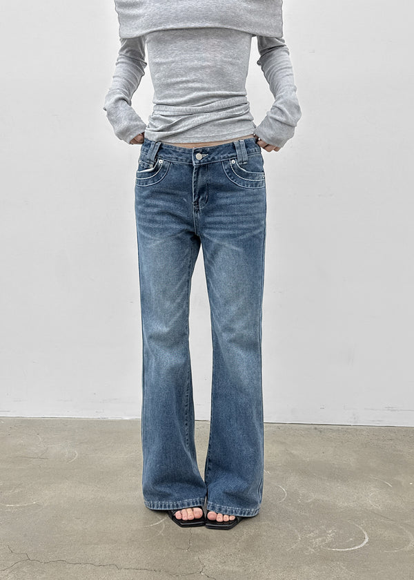 Pel Low-waist Bootcut Denim Pants
