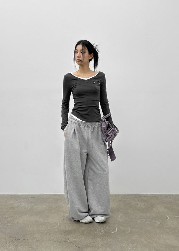 [MADE] Higg Pocket V-Neck Long-Sleeve Tee