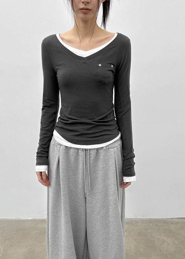 [MADE] Higg Pocket V-Neck Long-Sleeve Tee