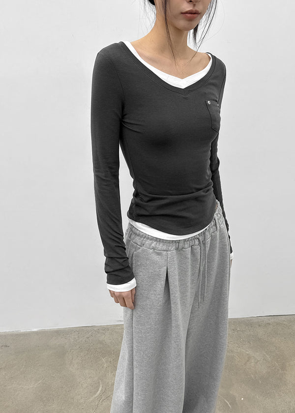 [MADE] Higg Pocket V-Neck Long-Sleeve Tee