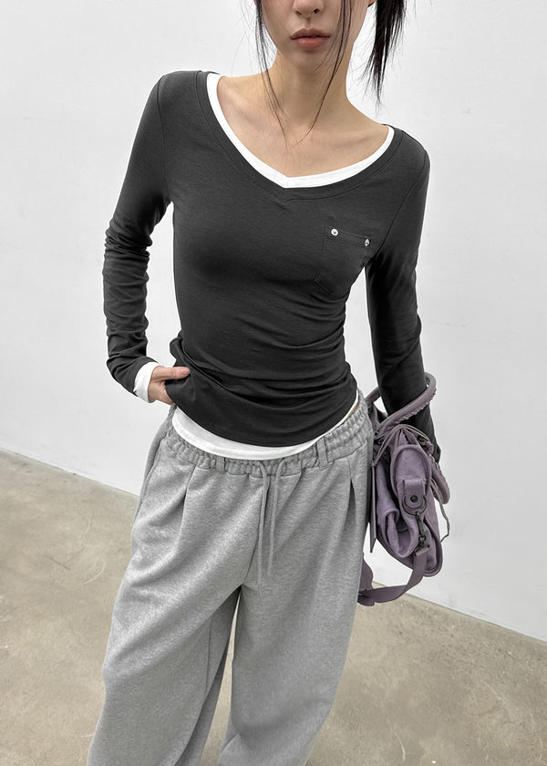 [MADE] Higg Pocket V-Neck Long-Sleeve Tee