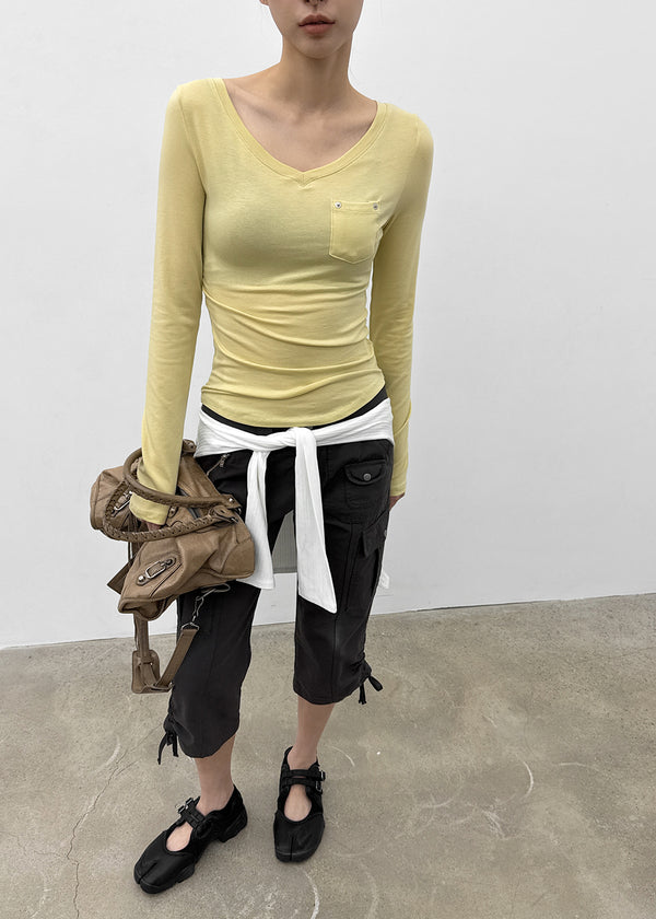 [MADE] Higg Pocket V-Neck Long-Sleeve Tee