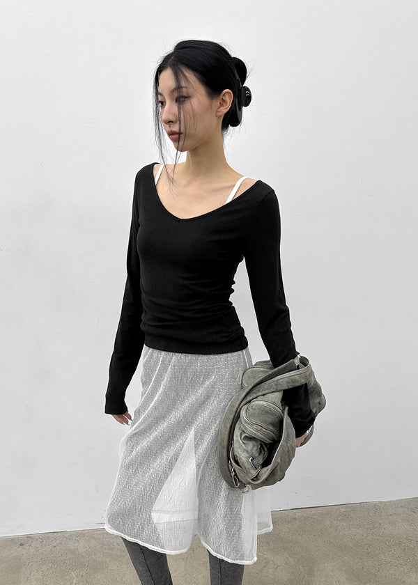 [MADE] Rutic V-neck Long-sleeved T-shirt