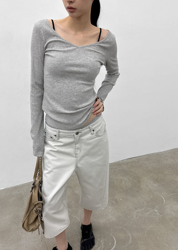 [MADE] Rutic V-neck Long-sleeved T-shirt